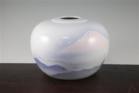 A Japanese compressed globular vase, by Fukugawa, 20th century, 24cm diam.